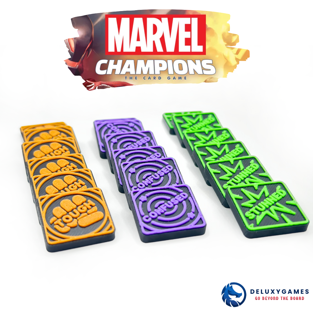 Marvel Champions: 2 tableros + 85 Tokens IMANTADOS de estado, daño, amenaza, aceleración y genéricos