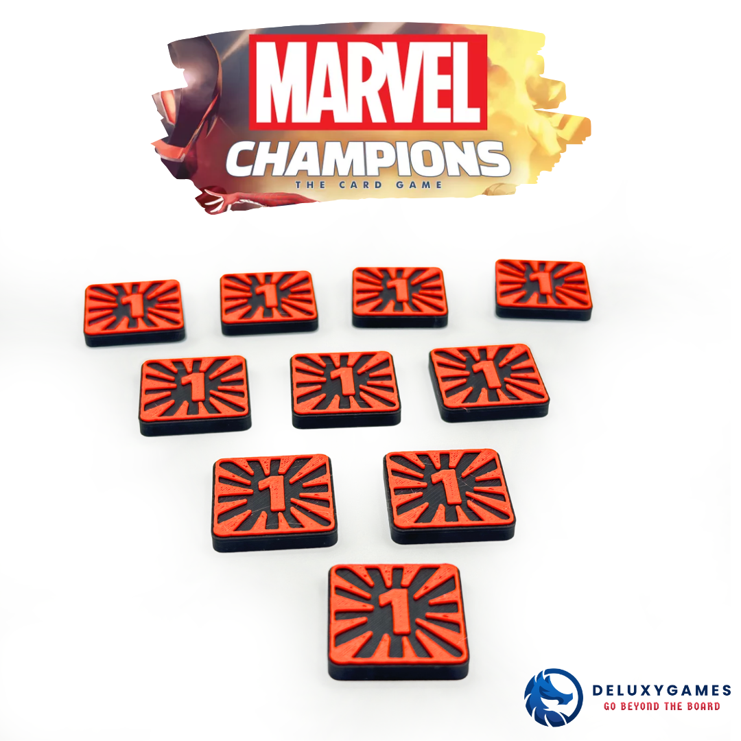 Marvel Champions: 2 tableros + 85 Tokens IMANTADOS de estado, daño, amenaza, aceleración y genéricos