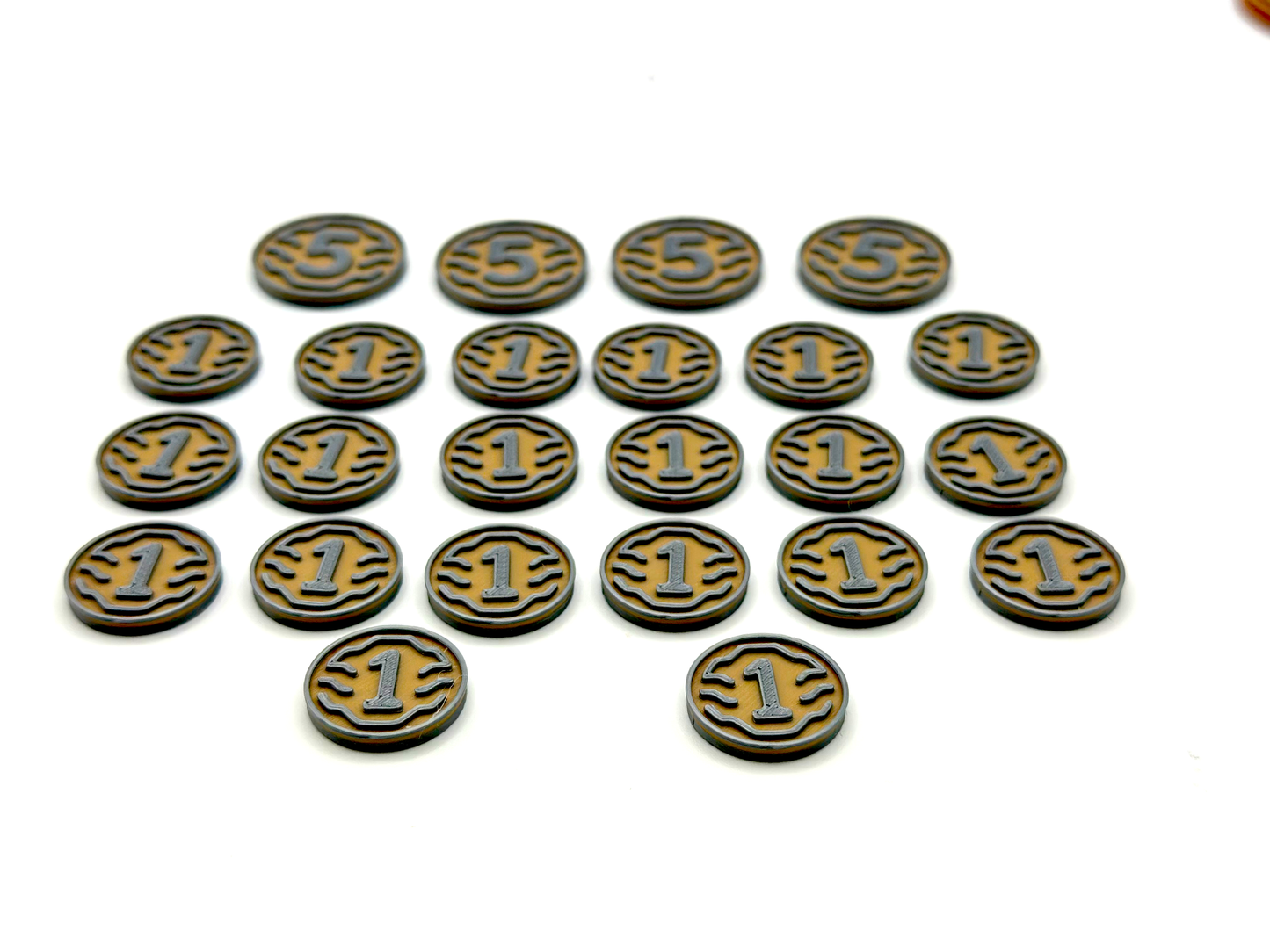 Dune Imperium + Uprising: 90 tokens para recursos, agentes, espías y gusanos de arena