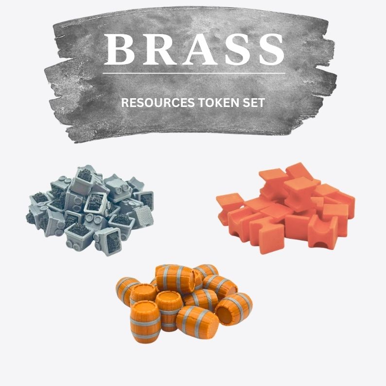 Brass Resource Tokens Set Upgrades & 3D Printed Accessories | DeluxyGames
