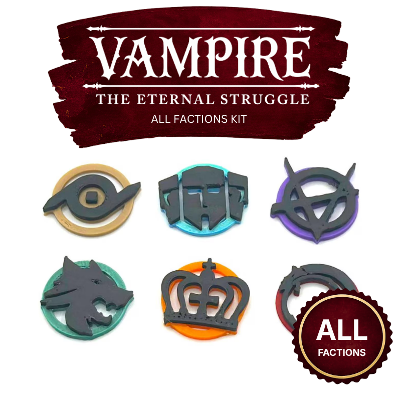 Vampire The Eternal Struggle - VTES Blood Tokens + Edge Marker Set Upgrades & 3D Printed Accessories | DeluxyGames