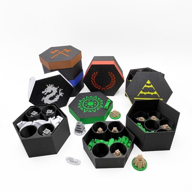 Catan Ancient Civilizations Upgrade Set Upgrades & 3D Printed Accessories | DeluxyGames
