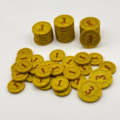 Everdell Resource Tokens & Gold Point Coins