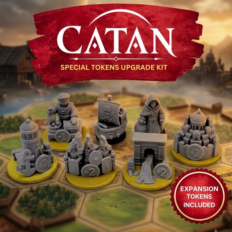 Catan Special Tokens Deluxe Upgrade Set Upgrades & 3D Printed Accessories | DeluxyGames