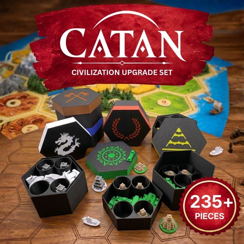 Catan Ancient Civilizations Upgrade Set Upgrades & 3D Printed Accessories | DeluxyGames