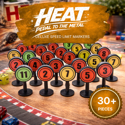 Heat: Pedal to the Metal – Reversible Speed Limit Markers Upgrades & 3D Printed Accessories | DeluxyGames