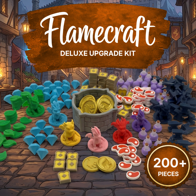 Flamecraft Deluxe Upgrade Kit – Dragons, Resources, Coins & Well (Unofficial) Upgrades & 3D Printed Accessories | DeluxyGames