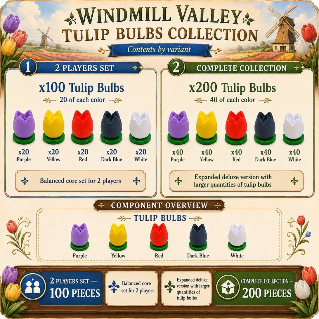 Windmill Valley Deluxe Tulip Bulbs Tokens Upgrades & 3D Printed Accessories | DeluxyGames
