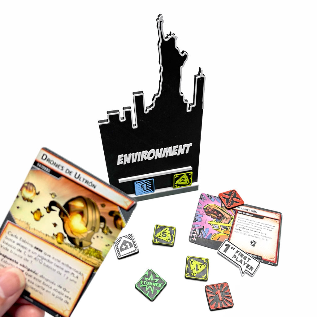 Marvel Champions New York Skyline Card Holder Upgrades & 3D Printed Accessories | DeluxyGames