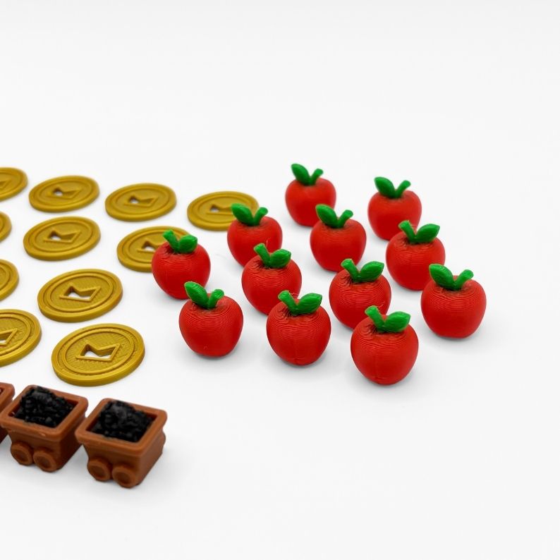 Cozy Stickerville Deluxe Resource Tokens Upgrades & 3D Printed Accessories | DeluxyGames