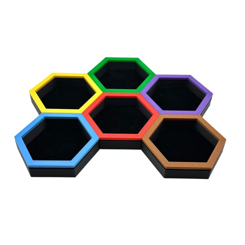 Magnetic Hexagon Token Trays – Velvet-Lined Modular Organizers Upgrades & 3D Printed Accessories | DeluxyGames