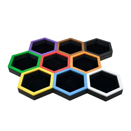 Magnetic Hexagon Token Trays – Velvet-Lined Modular Organizers Upgrades & 3D Printed Accessories | DeluxyGames