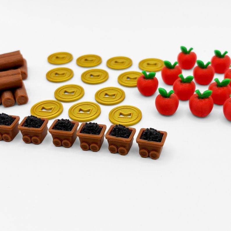Cozy Stickerville Deluxe Resource Tokens Upgrades & 3D Printed Accessories | DeluxyGames