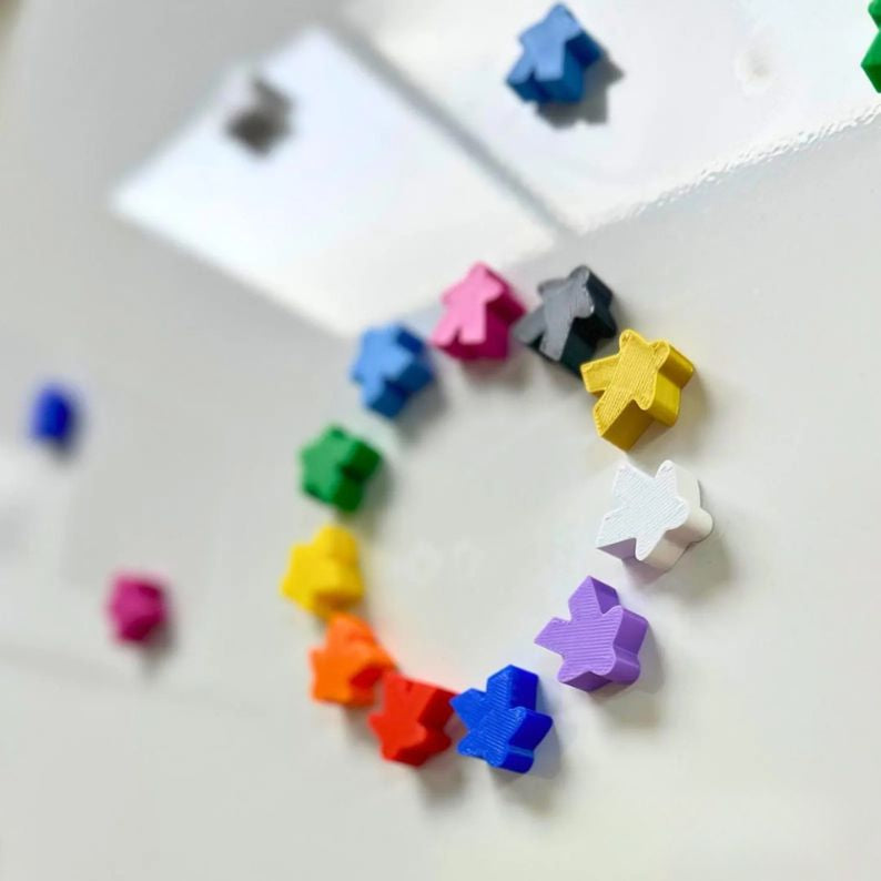 Magnetic Meeples – Set of 10 Colorful Figures for Fridge & Metal Surfaces Upgrades & 3D Printed Accessories | DeluxyGames