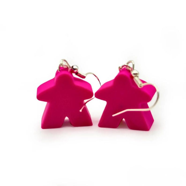 Meeple Earrings – Colorful Board Game Jewelry (Set of 10 Colors) Upgrades & 3D Printed Accessories | DeluxyGames