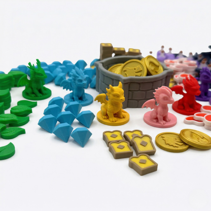 Flamecraft Deluxe Upgrade Kit – Dragons, Resources, Coins & Well (Unofficial) Upgrades & 3D Printed Accessories | DeluxyGames