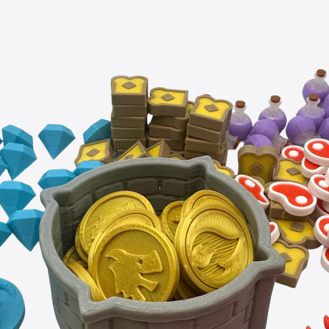 Flamecraft Deluxe Upgrade Kit – Dragons, Resources, Coins & Well (Unofficial) Upgrades & 3D Printed Accessories | DeluxyGames