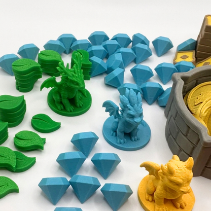 Flamecraft Deluxe Upgrade Kit – Dragons, Resources, Coins & Well (Unofficial) Upgrades & 3D Printed Accessories | DeluxyGames