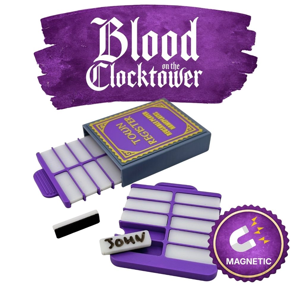 Blood on the Clocktower: Town Register Reusable Player Nameplates Upgrades & 3D Printed Accessories | DeluxyGames