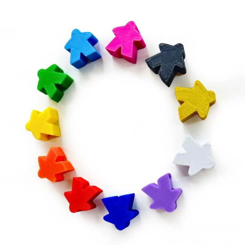 Magnetic Meeples – Set of 10 Colorful Figures for Fridge & Metal Surfaces Upgrades & 3D Printed Accessories | DeluxyGames