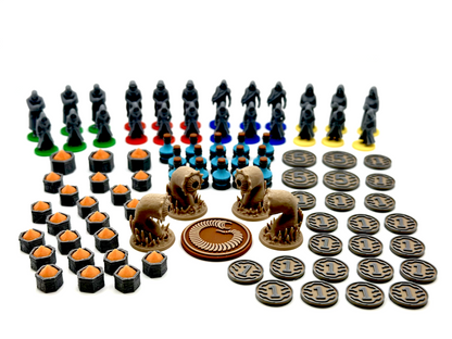 Dune Imperium + Uprising: 90 tokens para recursos, agentes, espías y gusanos de arena
