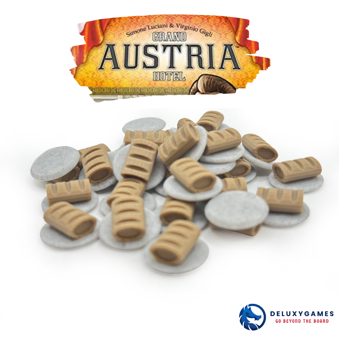 Gran Hotel Austria: 140 tokens de comida, bebida, tracks de dinero, puntuación, emperador y más
