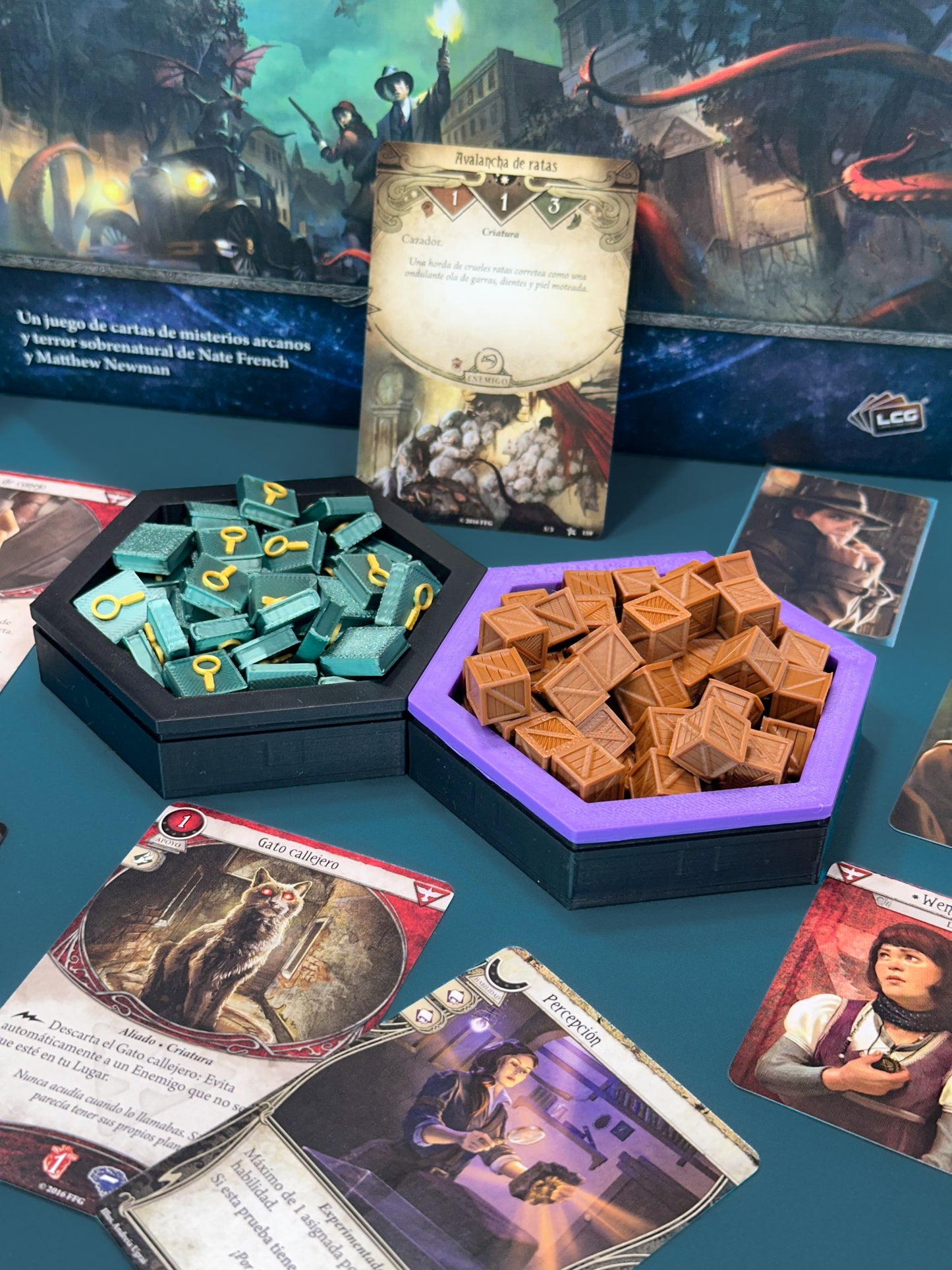 Magnetic Hexagon Token Trays – Velvet-Lined Modular Organizers