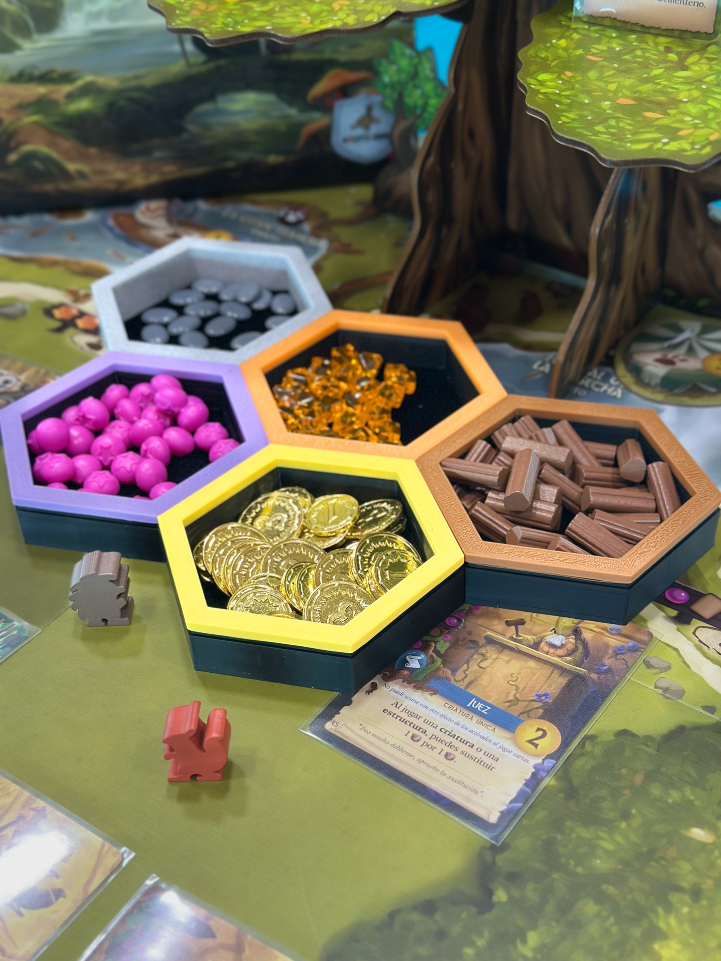 Magnetic Hexagon Token Trays – Velvet-Lined Modular Organizers