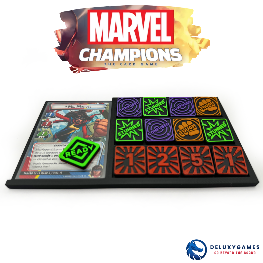 Marvel Champions: 2 boards + 85 MAGNETIC Tokens of status, damage, threat, acceleration and generics
