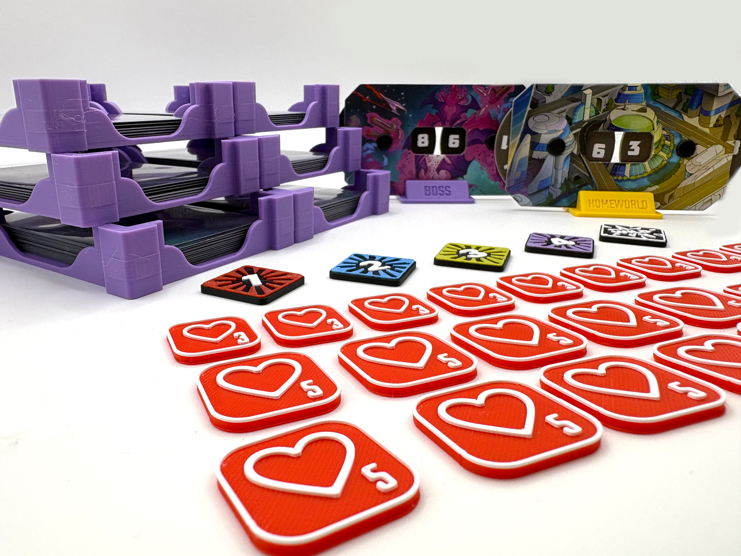 Astro Knights Deluxe Upgrade Set – Health Tokens, Boss & Homeworld Dials, Modular Market Holders, Storage Box Insert