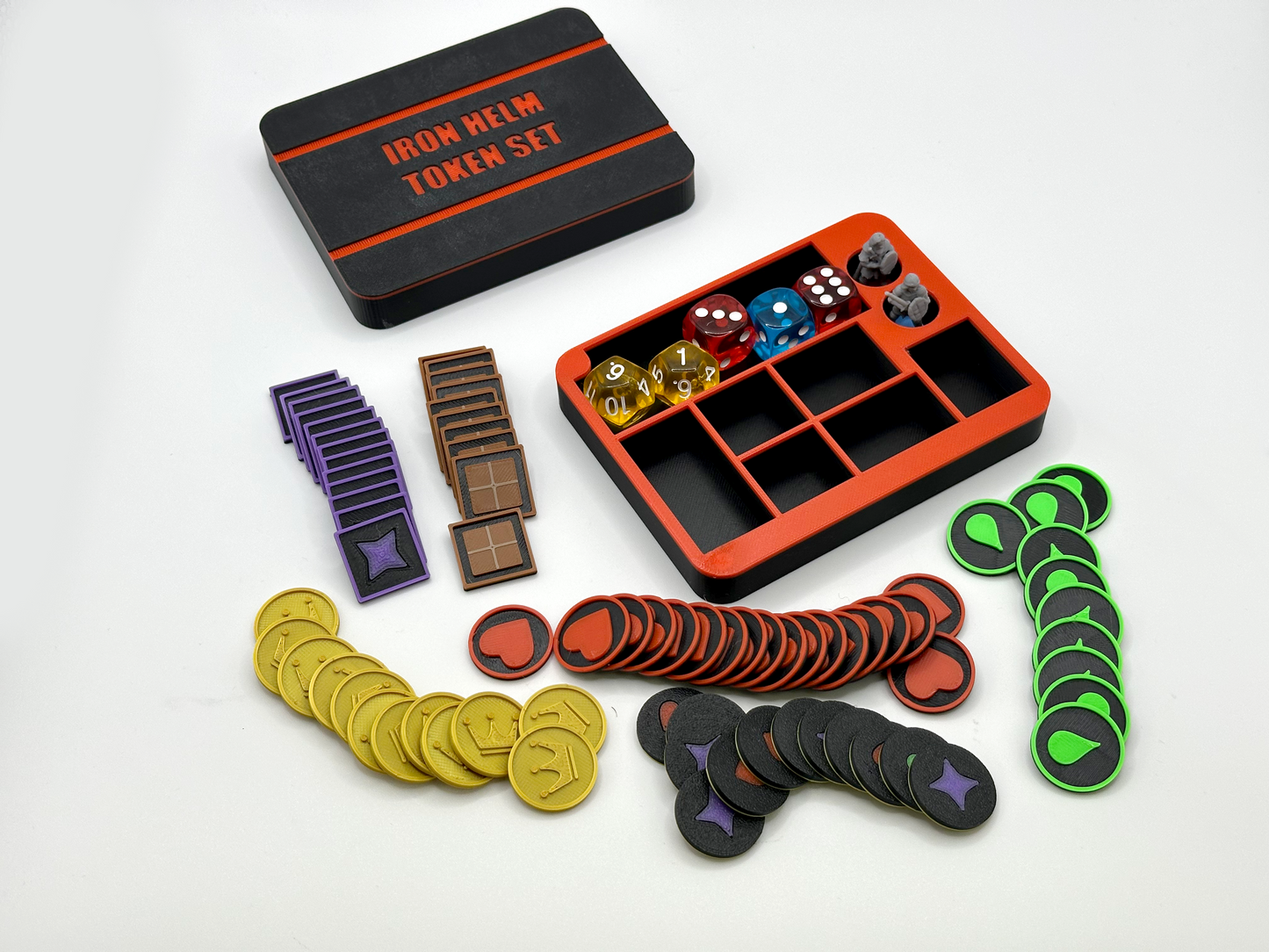 Iron Helm – Deluxe Token Set with Magnetic Organizer Box Upgrades & 3D Printed Accessories | DeluxyGames