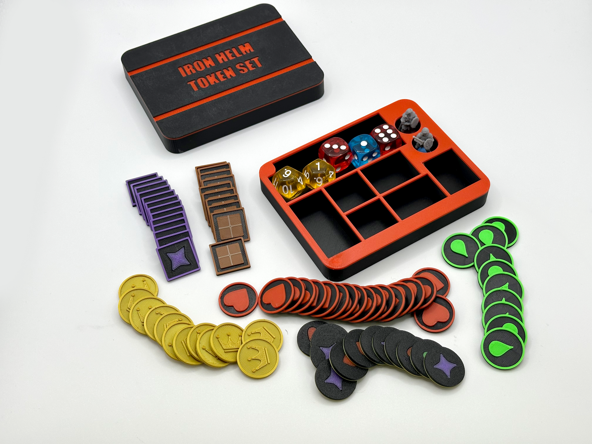 Iron Helm – Deluxe Token Set with Magnetic Organizer Box Upgrades & 3D Printed Accessories | DeluxyGames