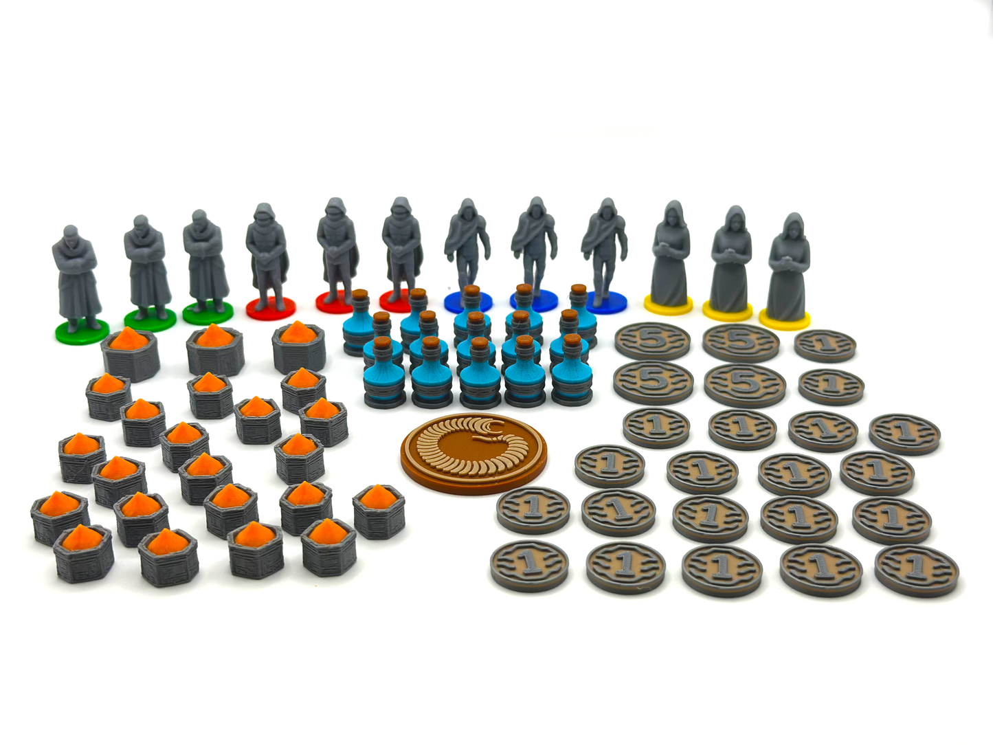 Dune Imperium + Uprising: 90 tokens para recursos, agentes, espías y gusanos de arena
