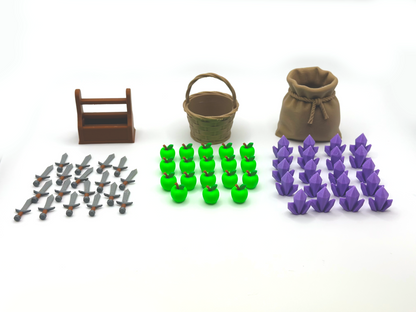 Explorers of Navoria: Deluxe Upgrade Kit [57 Pieces] Apples, Swords, Crystals & Resource Holders | Premium Board Game Accessories