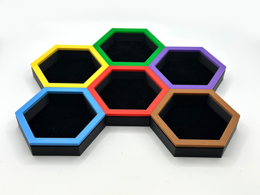 Magnetic Hexagon Token Trays – Velvet-Lined Modular Organizers
